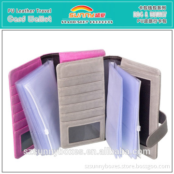 Promtional PU Leather PVC Pockets Fancy Travel Card Holder Bag